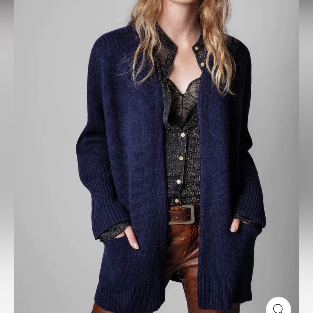 Zadig &Voltaire, long sleeved cardigan w shawl collar. Brand new with tag.